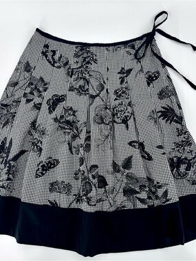 Whimsygoth Fairy Gingham Moth Midi Skirt Black White Indie